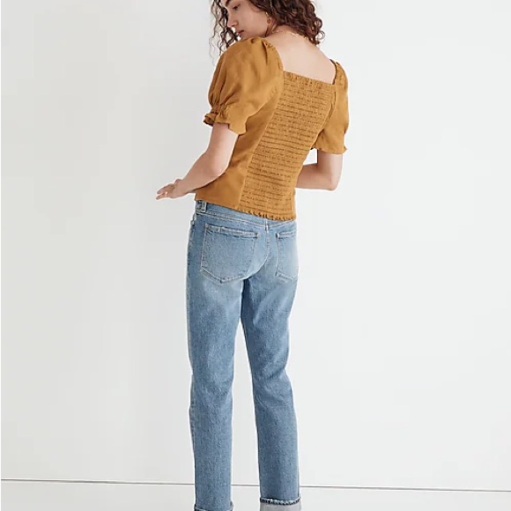 Madewell Button Front Smocked Back Top - Size 4 -… - image 2